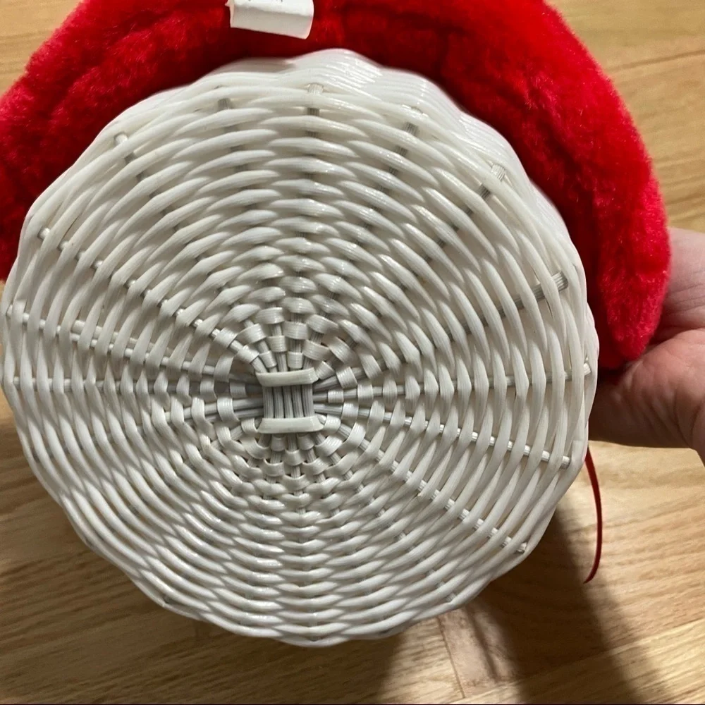 Vintage Santa Clause Basket White Christmas Holiday